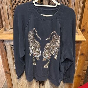 Black Sweatshirt with Tiger Design